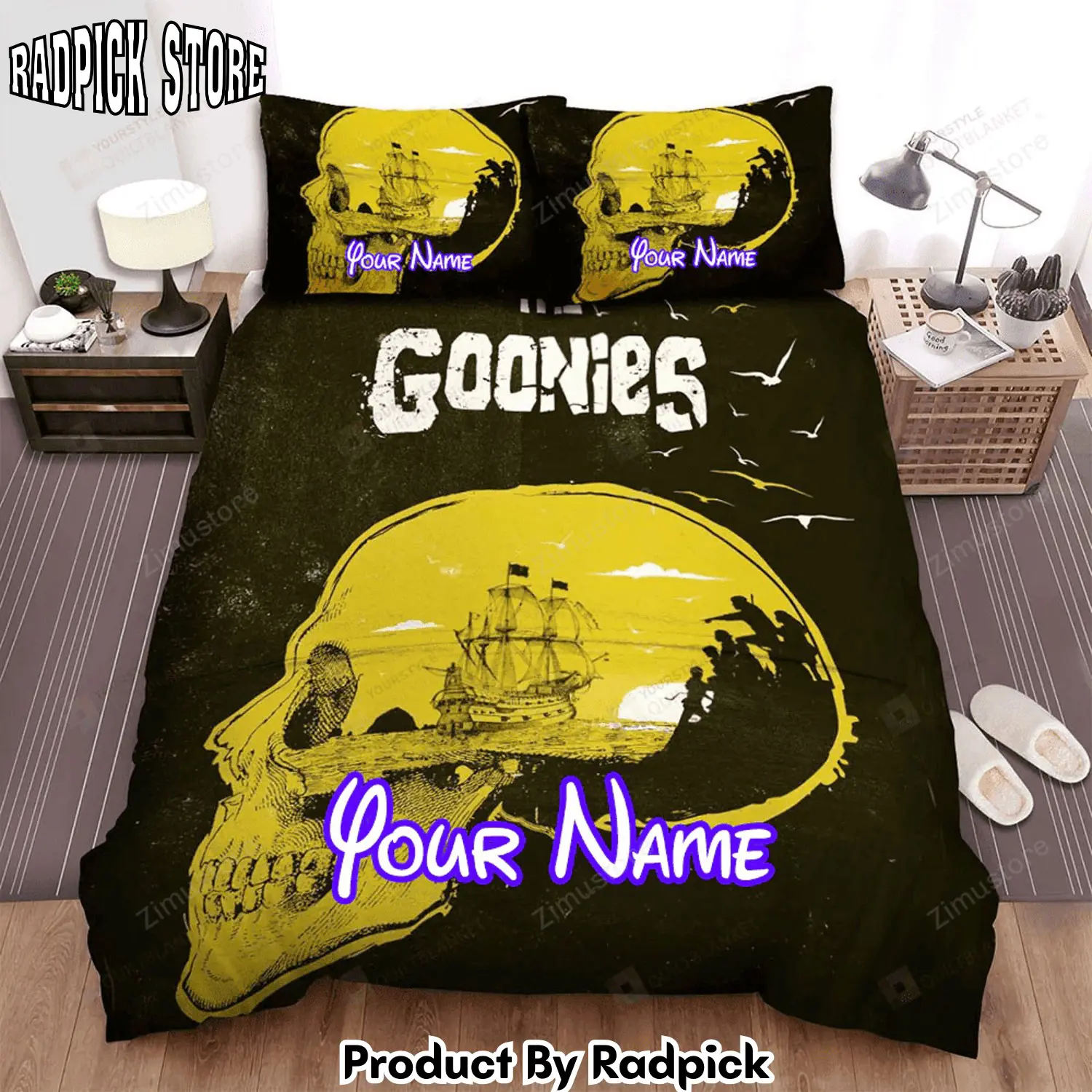 Radpick the goonies movie yellow skullcap poster bed sheets spread comforter duvet cover personalized name bedding sets rp3271248